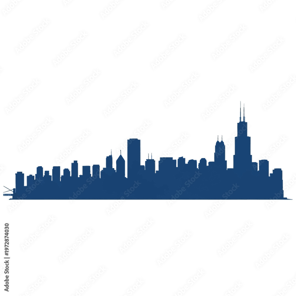 Naklejka premium chicago skyline with reflection