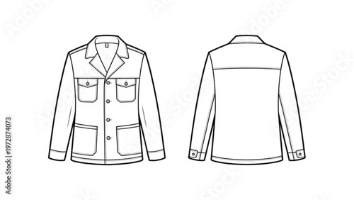 Classic double-breasted men's jacket with two front views shown