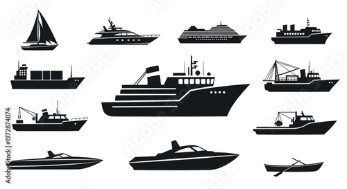set of vector boats