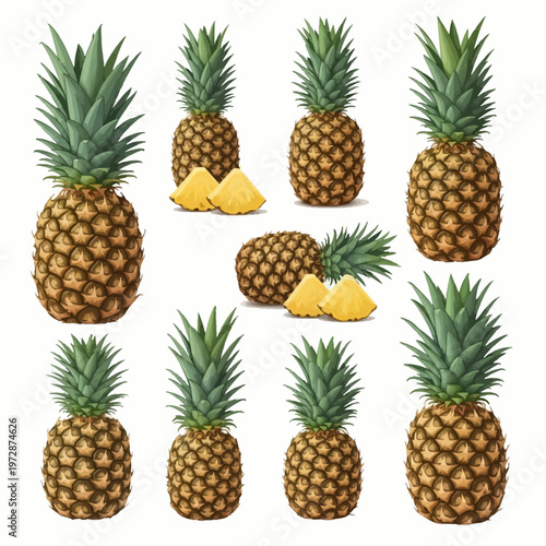 set of pineapple isolated