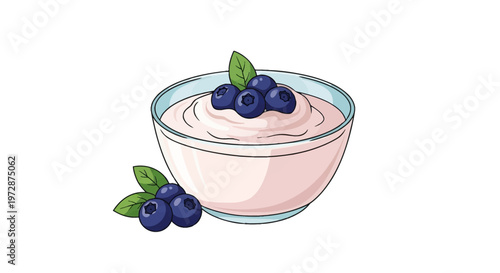yogurt with blueberries and mint