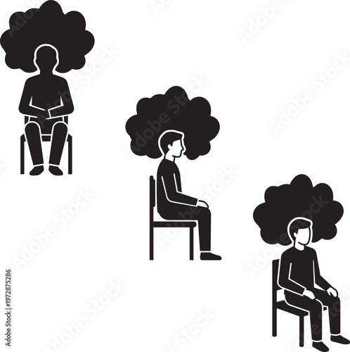 Overthinking Anxiety Mind Loop Minimal People Vector Illustration Mental Health Concept