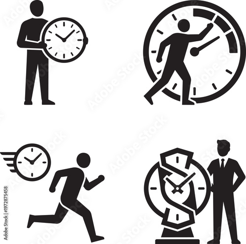 Time Management Productivity and Efficiency Minimal People Vector Illustration Work Optimization Concept