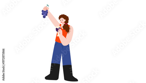 Vineyard Worker's Reflection: A diligent worker in the vineyard, expertly assessing the ripeness of the grapes and savoring the essence of the wine