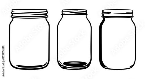 Zero-waste glass mason jar set with solid black icon design featuring eco-friendly, sustainable, environmental with recycled and reusable