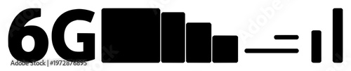 High-speed connectivity bars set with solid black icon on white background featuring 6G bars, line art, connectivity icon with technology and mobile
