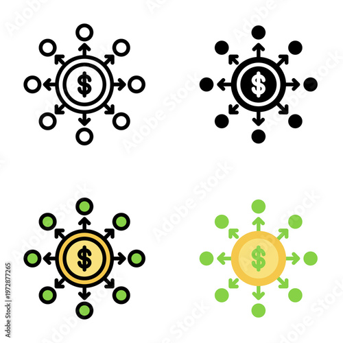 Decentralized icon collection of various styles for design branding, print and digital media