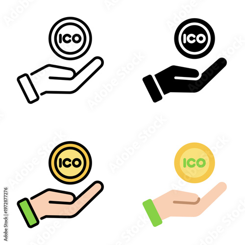 Ico icon collection of various styles for design branding, print and digital media