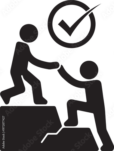 Helping Hand Illustration with Checkmark Icon