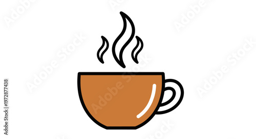 Steaming hot coffee cup icon.