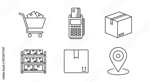 Ecommerce shopping delivery service icons.