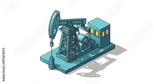 Isometric Oil Pump Jack Extracting Crude Petroleum.