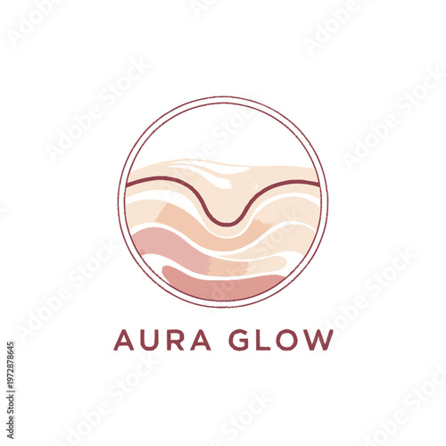Aura Glow skincare logo with skin layers illustration.