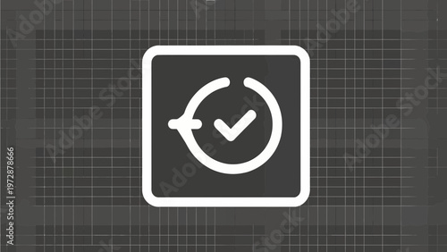 Modern vector icon representing a successful system update, official process completion, or verified task execution within a contemporary digital interface, indicating progress and confirmation