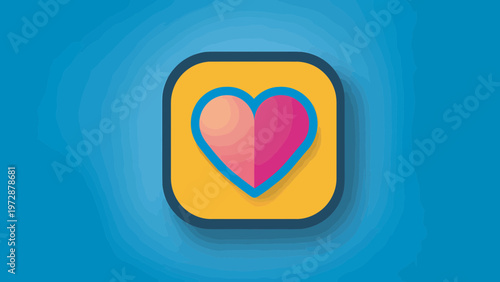 Government issues a political icon with a heart on a blue background flat cobalt style