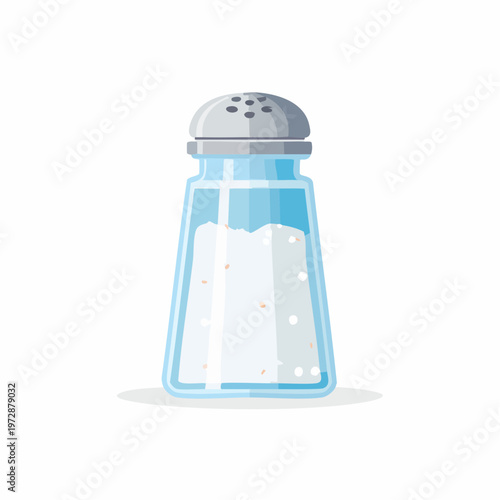 Salt shaker illustration with blue glass and silver lid