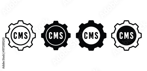 CMS Content Management System Gear Icons Set