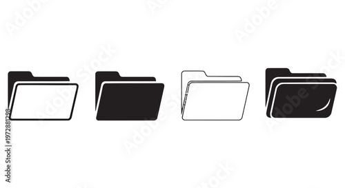 Set of Four Distinct Folder Icons for Digital File Management