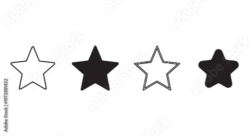 Set of Four Distinct Star Icons and Graphic Symbols