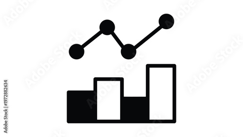 Graphical representation of data trends and bar chart comparison Vector