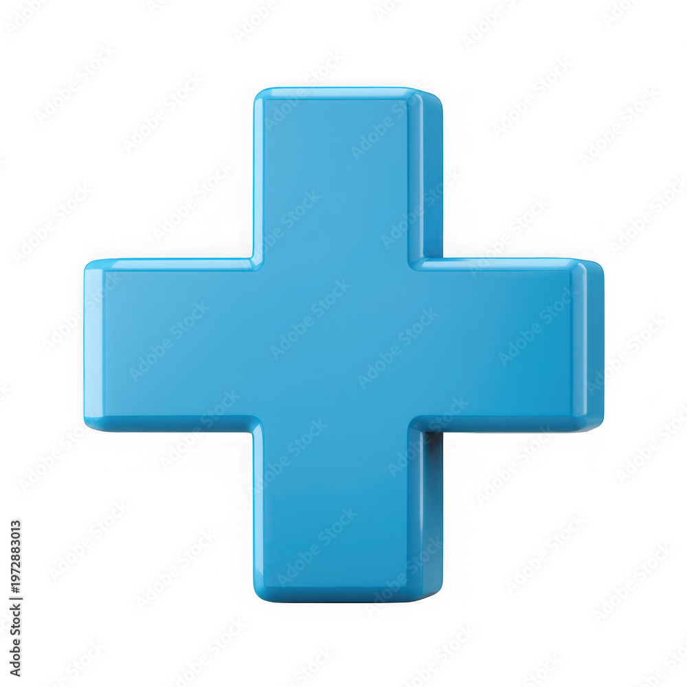 Obraz premium A three dimensional light blue plus sign symbol representing mathematical addition or healthcare