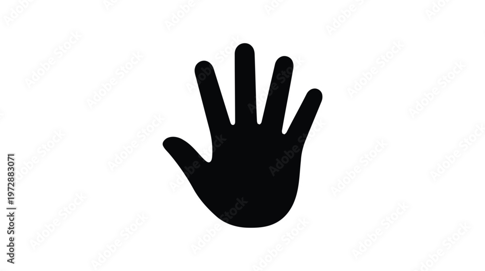 Fototapeta premium Simple Flat Black Human Hand Icon Vector Illustration