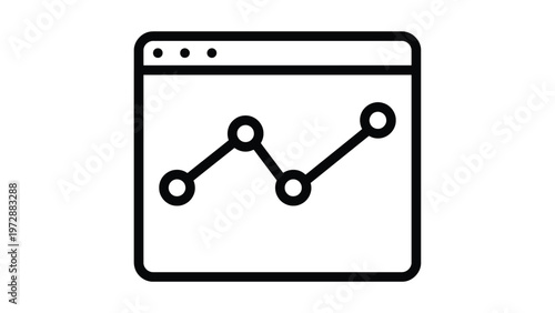 Graphic representation of a line chart displayed on a browser window Vector