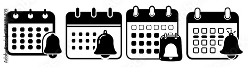 Set of Calendar Reminder Icons with Notification Bells