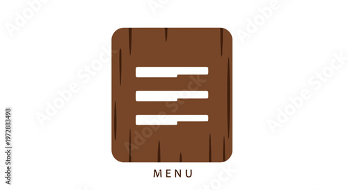 Wooden Menu Icon with Cutlery Symbols