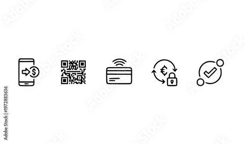 Set of Payment and Transaction Line Icons