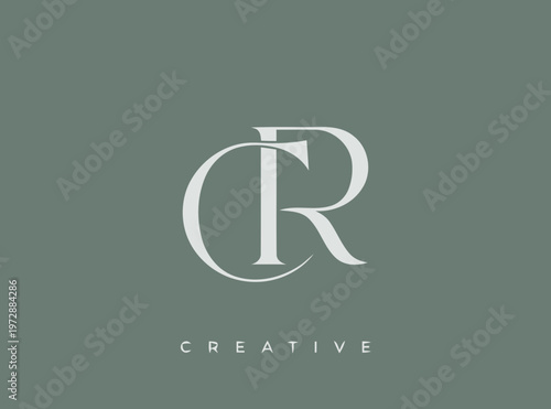 CR Letter Monogram Logo Design with Elegant Serif Typography