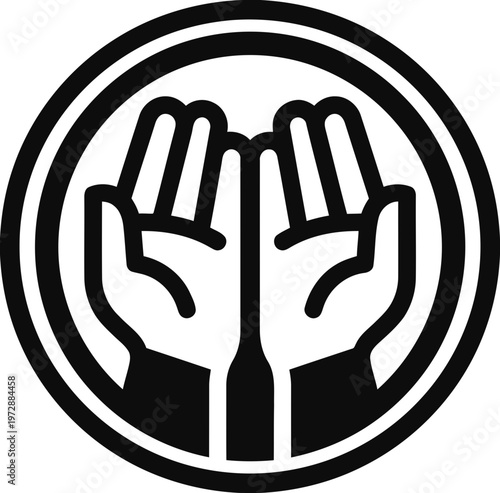 Praying Hands Icon in Circle