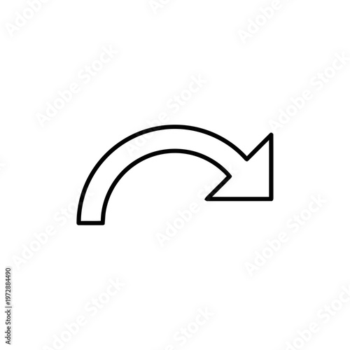 Minimalist Curved Arrow Icon for UI Design