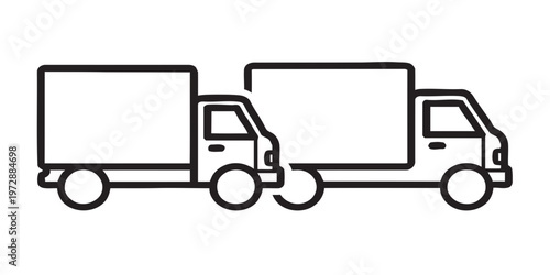 Two Delivery Trucks Icon Outline Illustration