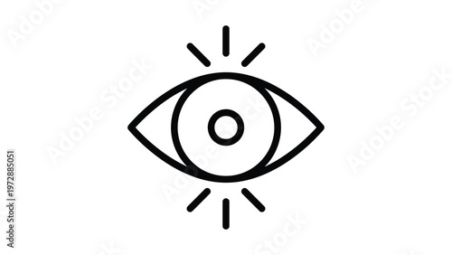 Eye with radiating lines symbolizing vision or insight Vector