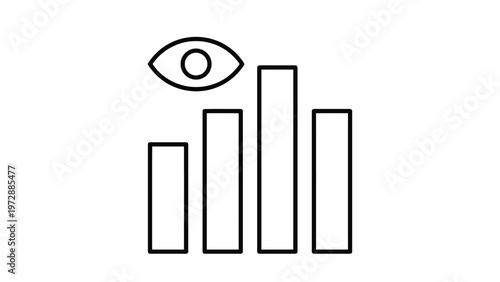 Eye watching four vertical bars of varying heights in a bar chart style layout Vector