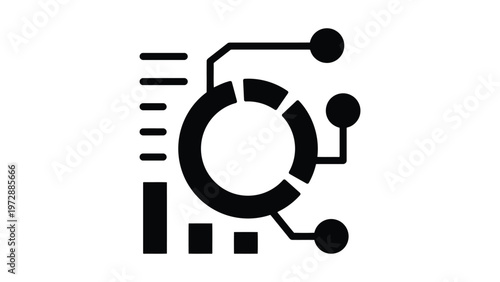 Modern circuit board design with a stylized circular element and connectivity nodes Vector