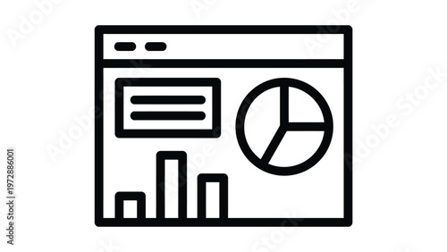 A dashboard displaying analytics with charts and pie graphs in a web browser window Vector