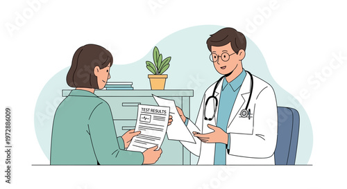 Doctor Discussing Test Results with Patient in Medical Office