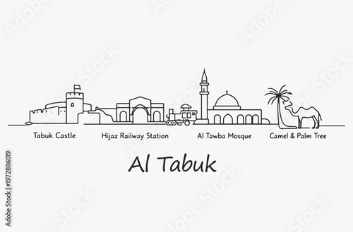 Flat Design one line without breaking the Alula city.