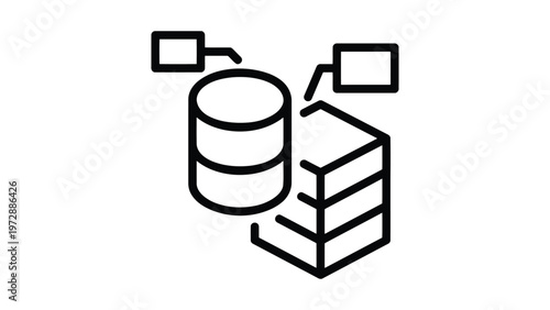 Data storage and server infrastructure with connected devices illustration Vector