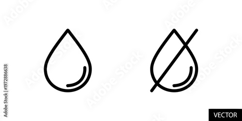 Water Drop Icons Set with Prohibition Sign