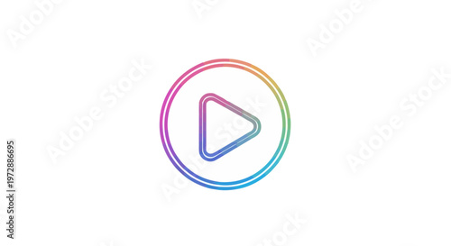 Gradient Play Button Icon with Double Circular Border