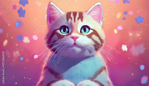cat on a pink background