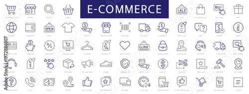 Set of E-commerce and Online Shopping Line Icons
