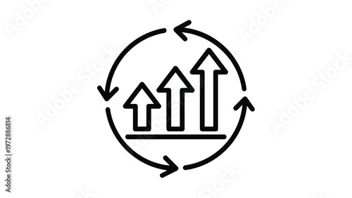 Circular process illustration showing upward growth and continuous improvement Vector