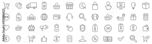 Set of E-commerce and Shopping Line Icons