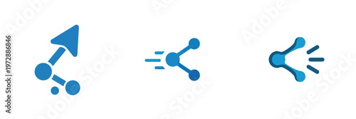 Set of Abstract Blue Share and Growth Icons