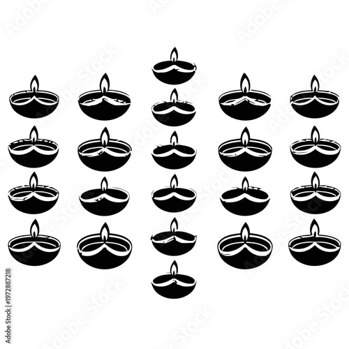 Diwali Diya Oil Lamp Pattern Vector Illustration
