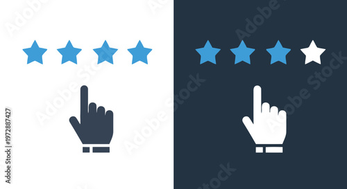 Rating System Icons with Hand Pointer and Star Symbols